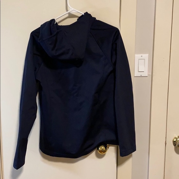 Uniqlo navy blue windbreaker jacket zip with hat - Picture 2 of 3